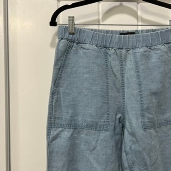 Banana Republic Womens Pants XS NWT $89.50 Blue Linen Tapered Relaxed Pull On - Picture 2 of 10